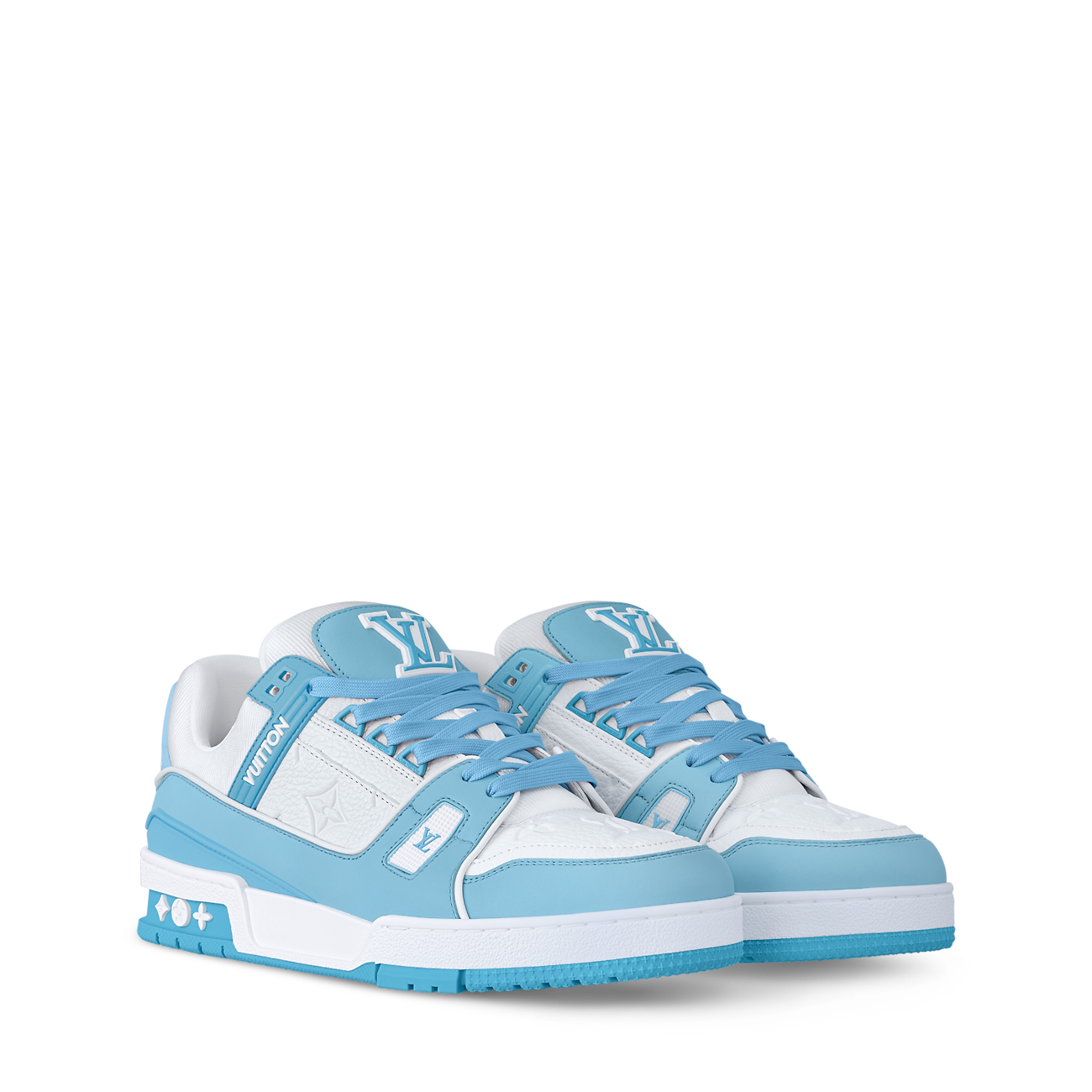 LOUIS VUITTON LV TRAINER WHITE BLUE FULLY BOXED