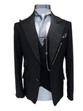 Men's 2 Piece Double Breasted Black Suit