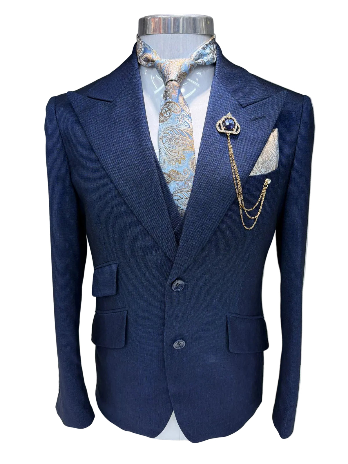 Men's 2 Piece Double Breasted Navy Suit