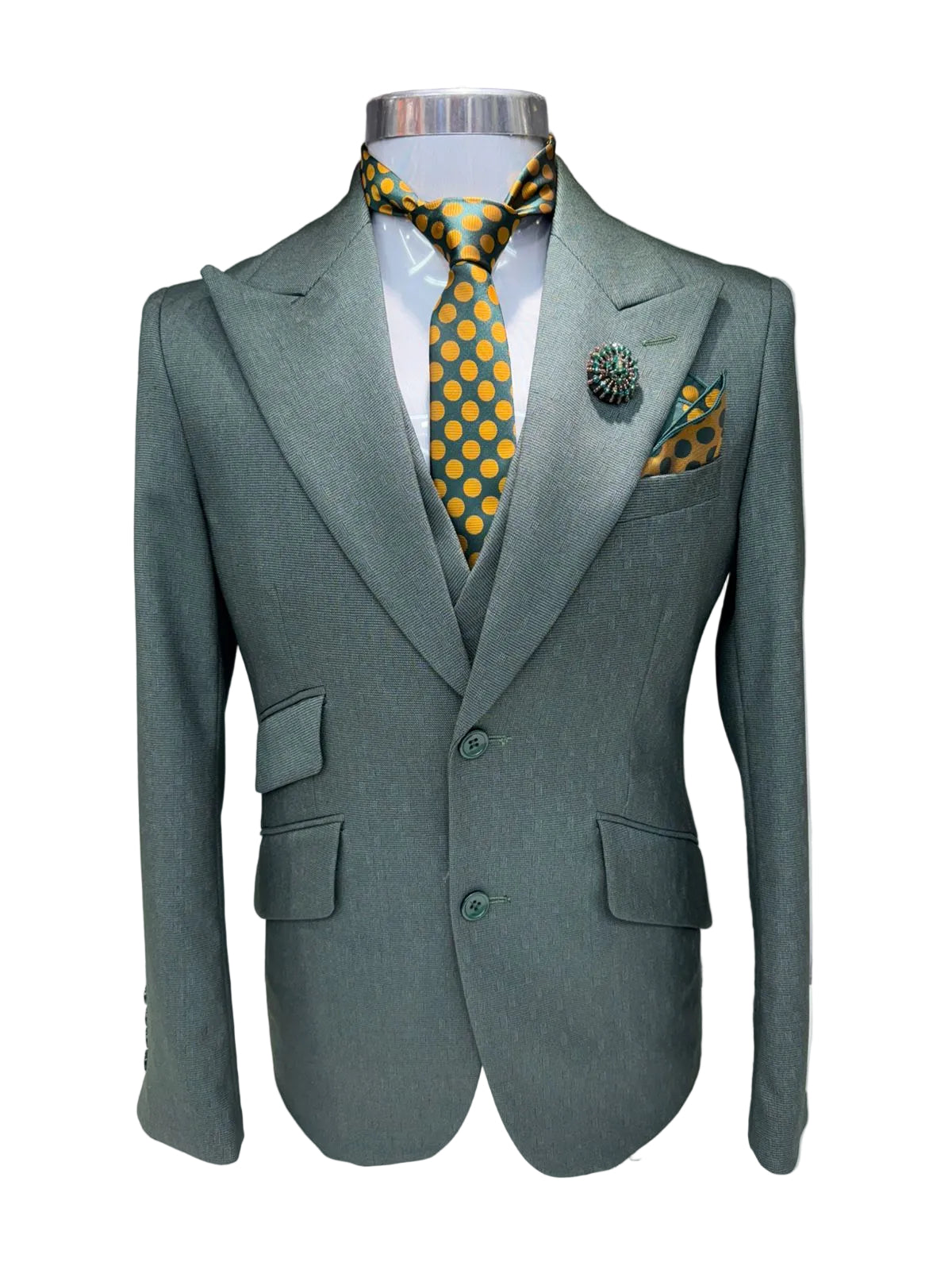 Men's 2 Piece Double Breasted Green Suit