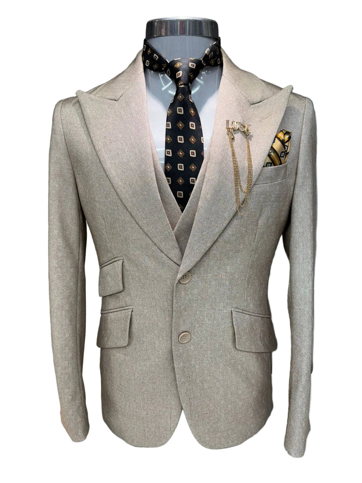 Men's 2 Piece Double Breasted Grey Suit