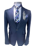 Men's 2 Piece Double Breasted Navy Suit