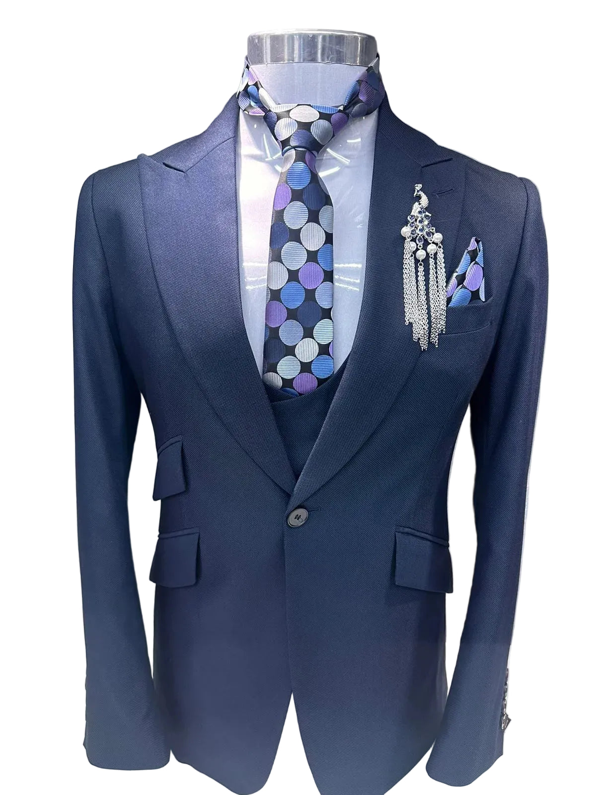 Men's 2 Piece Double Breasted Navy Suit