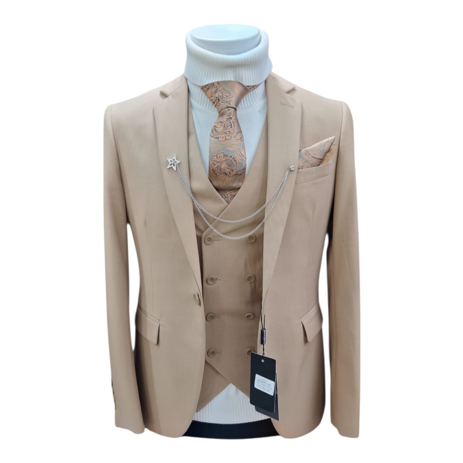 Men's 2 Piece Double Breasted Brown Suit