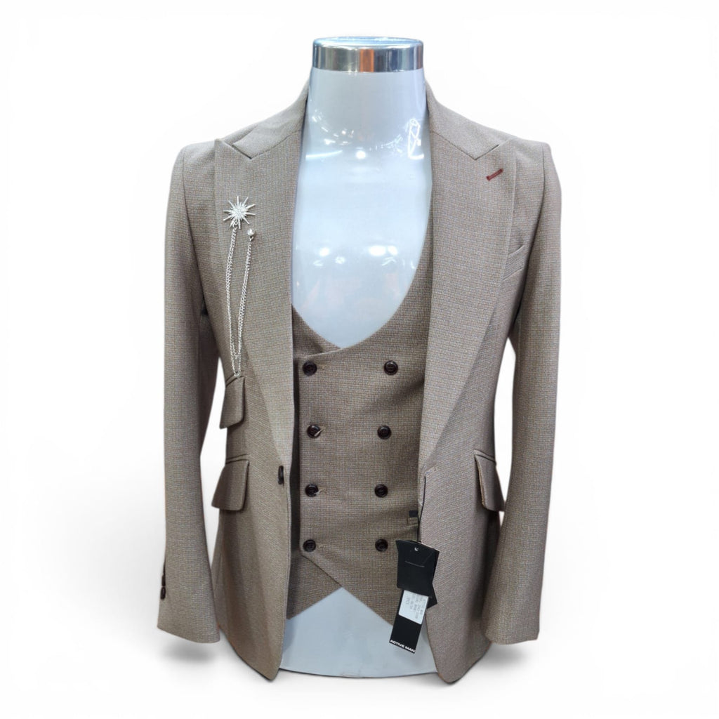 Men's 2 Piece Double Breasted Brown Suit