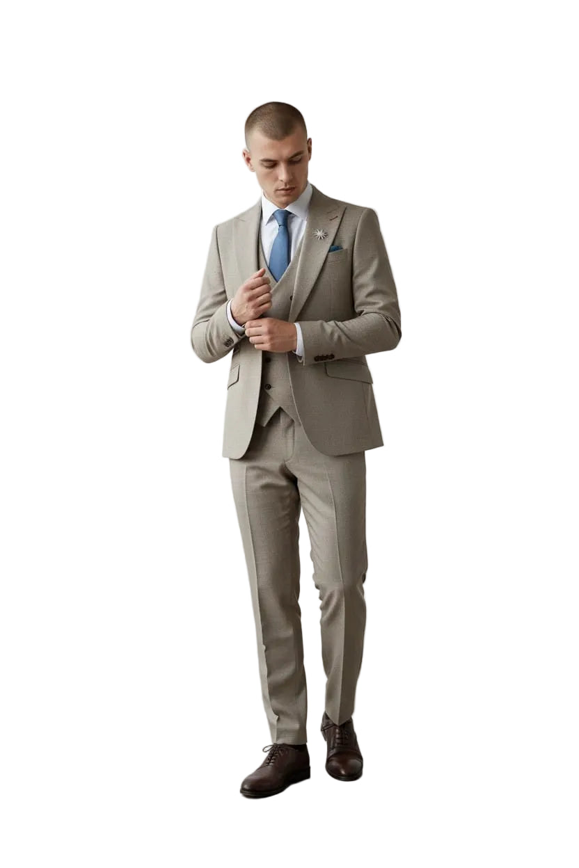 Men's 2 Piece Double Breasted Brown Suit