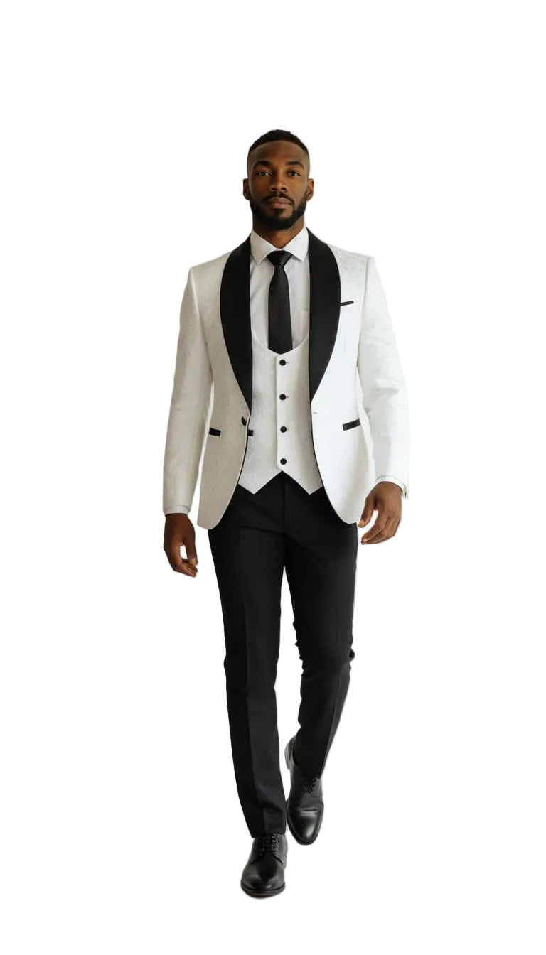 Men's 2 Piece Double Breasted White Suit